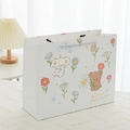 Cartoon white gift paper bag with bear prints and silver nylon handles for children - Large (Single) / Green Bear