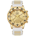 Orologio al quarzo da uomo con cassa dorata, quadrante blu e cinturino in silicone bianco - Quadrante Oro Cassa Oro Cinturino Bianco
