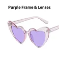 Glittery purple heart-shaped sunglasses with purple lenses and sparkly translucent frames - Purple Frame / Purple Lens