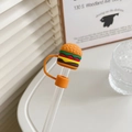 Cute hamburger shaped silicone straw cover cap accessory for reusable tumblers - 10mm-Individual Package / Hamburger