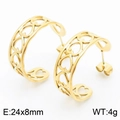 Boucles d'oreilles cœur en C en acier inoxydable plaqué or 18K, dimensions 24x8mm et poids 4g - Style Coeur Or (KE105177-KFC)