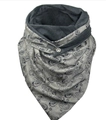 Thick warm winter scarf with grey paisley pattern and decorative button detail - 150*75cm / Grey Beige Paisley Flower (Image 58)