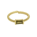 18k gold plated brass ring featuring emerald green gemstone and adjustable beaded band - August