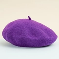 Vibrant purple wool felt beret for women, premium knitted octagonal hat in solid color - M / Purple