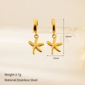Golden starfish earrings in stainless steel, dimensions 35x15mm, lightweight 3.7g luxury - 11# Gold Starfish Dangle Earrings