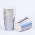 Iridescent holographic disposable paper cups with rainbow metallic finish for parties - Iridescent Paper Cups