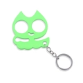 Green cat-shaped self-defense keychain tool made of durable plastic and metal ring - Justice Cat Green (K00633-10)
