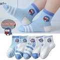 Breathable summer mesh kids socks with blue and white penguin cartoon embroidery 5-pack - Mesh Sea Lion / 3-5 Years (Feet length 13-15cm)