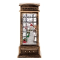 Vintage telephone booth snow globe with snowman and glitter, perfect Christmas decoration gift. - Snowman with Broom Style (With Water) / Brushed Antique Gold