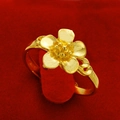 Elegant gold flower ring for women featuring detailed petals on a luxury red velvet stand - Five-Petal Flower (J2304)
