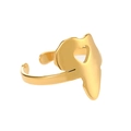 Detailed close-up of gold Africa map ring with heart cutout on white background - Gold Smooth Heart