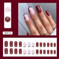 Sparkly blood red Christmas press-on nails with cute santa hat designs and glitter finish - Red Christmas Hat Style (W812)