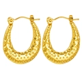 Polished 18K gold hoop earrings with textured hammered finish and oval shape for women - Gradient Oval Hammered