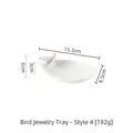Ceramic bird jewelry tray in leaf shape white porcelain with precise size dimensions - Bird Jewelry Dish - Style 4 White