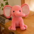 Pink elephant plush toy with soft filling and sitting posture for baby soothing - Watermelon Red With White Ear Core
