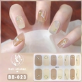 Detailed 5D nail sticker sheet BB-023 with gold hearts and nude glitter stripes - Style BB023