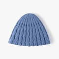 Blue knit beanie with chunky honeycomb texture for autumn and winter warmth - Gray Blue