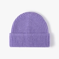 Berretto in maglia a coste viola per l'inverno con risvolto alla moda per il calore - Viola Melange