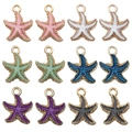 Twelve starfish charms in six colors featuring enamel finish and golden beaded edges - 12Pcs Enamel Starfish Set