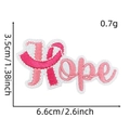 Detailed view of pink Hope breast cancer awareness ribbon embroidery patch with measurements - Pink Ribbon Patch Style 26 (Hope)