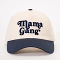 Two-tone baseball cap with Navy blue brim and Mama Gang embroidery on cream crown - Cream/Navy Blue