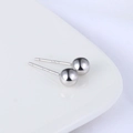 Pair of minimalist S925 sterling silver ball stud earrings in polished silver finish - 925 Silver / 4MM Round Ball (White Gold)