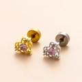 Boucles d'oreilles couronne cœur rose en acier inoxydable doré et argenté brillant - 6# (Cœur Couronne)
