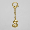 18k gold plated alphabet keychain featuring a polished capital letter S bubble pendant - Letter S