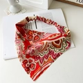 Bandana elastica con motivo paisley rosso in tessuto di seta con stampe floreali - Rame Retrò
