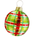 60cm inflatable outdoor Christmas ball with festive red and green plaid patterns - Red and Green Plaid