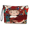 Mermaid-Kosmetiktasche mit Peking-Oper-Illustration und praktischer Handschlaufe - Peking Oper Dan Figur Illustration (Stil 1) / 17*25cm (Leinen) mit Gurt