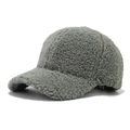 Sage green fuzzy fleece baseball cap for women with thick textured warm finish - One Size / Dark Green