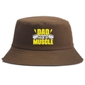 Bob en coton marron avec inscription DAD Muscle imprimée sur le devant du chapeau - café