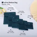 Dark green velvet jewelry pouches with snap buttons in five different sizes for storage - Lake Blue (Butterfly Mouth) / 8*10cm
