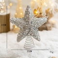 Silver sequined star tree topper with spring base for Christmas tree decoration - 20cm Silver Little Star