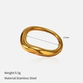 Irregular vintage stainless steel ring in gold finish with embossed texture detail - Irregular Facet Style (YHTSR-2501171)