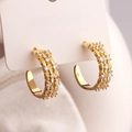 Minimalist gold-plated C-shaped earrings with sparkling cubic zirconia inlay for women - Full Zircon C-Shape Style