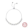 Baroque natural freshwater pearl bracelet with S925 sterling silver adjustable slide clasp - Silver Pull Irregular Pearl (GPB13-P)