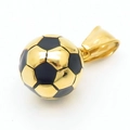 Pendentif ballon de football or et noir en acier inoxydable poli pour sportif - Pendentif Football Or et Noir 14mm (Sans Chaîne) (KP100640-HR)