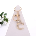 Golden crystal letter C keychain with crown design and full rhinestone inlay for bags - Letter C / Gold