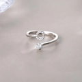 Adjustable S925 sterling silver ring featuring a micro-pave circle and a single sparkling zircon - Letter O
