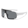 Gafas de sol deportivas blancas de gran tamaño con lentes grises para deportes al aire libre - Montura Blanca Lente Gris