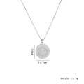 Silver-tone cross pendant necklace with round medallion featuring white cubic zirconia stones - Silver Round Medallion Cross (1580)