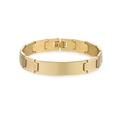 Polished gold stainless steel bracelet with Greek key pattern and curved ID plate - Style 8 / Gold
