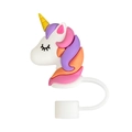 Copri cannuccia in silicone a forma di unicorno con corno dorato e criniera colorata - Stile Criniera Viola