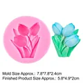 Pink tulip flower silicone mold for fondant and crafts with specific size dimensions - 1#B59 Pink Tulip Bouquet