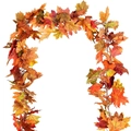 Artificial maple leaf garland with red and orange autumn foliage for festival decor - Autumn Yellow