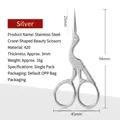 Silver crane-shaped stainless steel scissors with 94mm length for sewing and embroidery - Crane Sharp Pointed / Silver