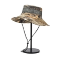 Outdoor-Sonnenhut mit Wald-Camouflage-Print und atmungsaktiven Mesh-Einsätzen für Herren - Khaki