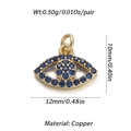 Macro view of gold-plated evil eye pendant with blue and clear cubic zirconia inlays - 09-Mini Evil Eye Pendant